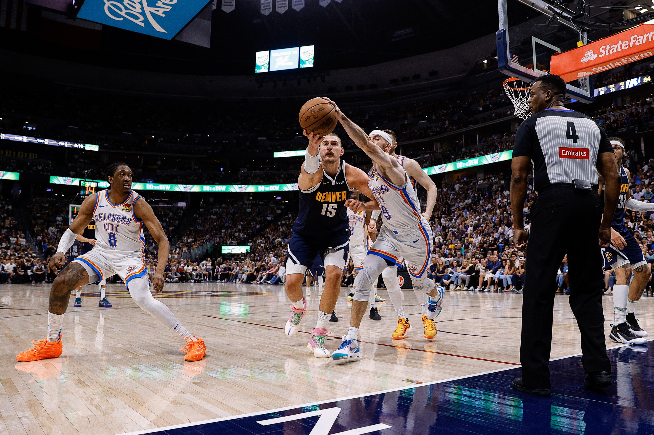 The Denver Nuggets and Oklahoma City Thunder are set to face off in Game 5 of their Western Conference Semifinal series on Tuesday, May 13, 2025, at the Paycom Center in Oklahoma City. With the series tied at 2-2, both teams aim to gain a crucial advantage in this best-of-seven showdown. Denver vs Oklahoma City AI Prediction: Free NBA Betting Insights for May 13. Credit USA TODAY/IMAGN