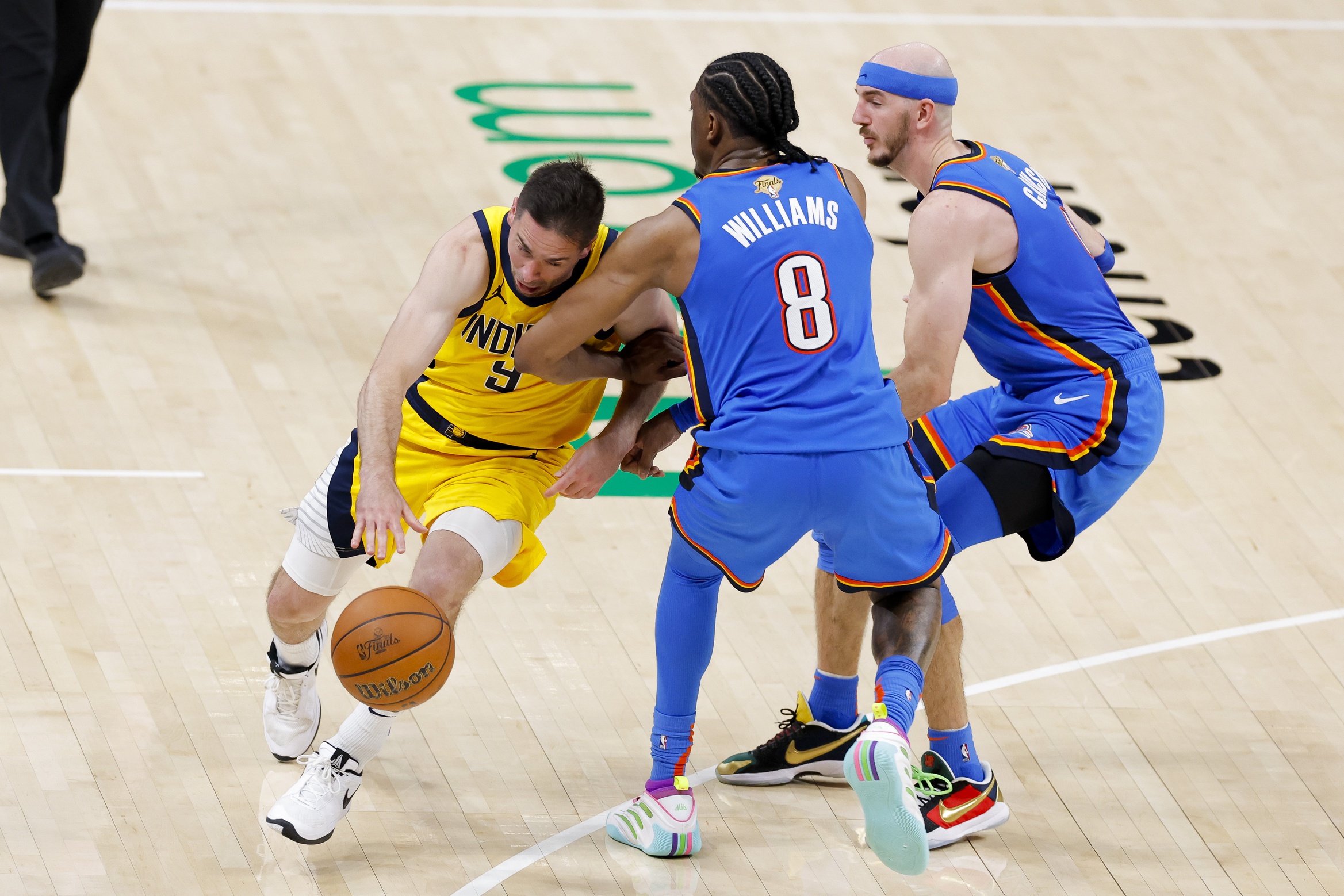 The Oklahoma City Thunder and Indiana Pacers clash in Game 3 of the 2025 NBA Finals on June 11 at Gainbridge Fieldhouse, with the series tied 1–1. The Thunder are 5.5-point road favorites, and the over/under is set at 228 points. Oklahoma City vs Indiana AI Prediction: Free NBA Betting Insights for Jun 11. Credit USA TODAY/IMAGN