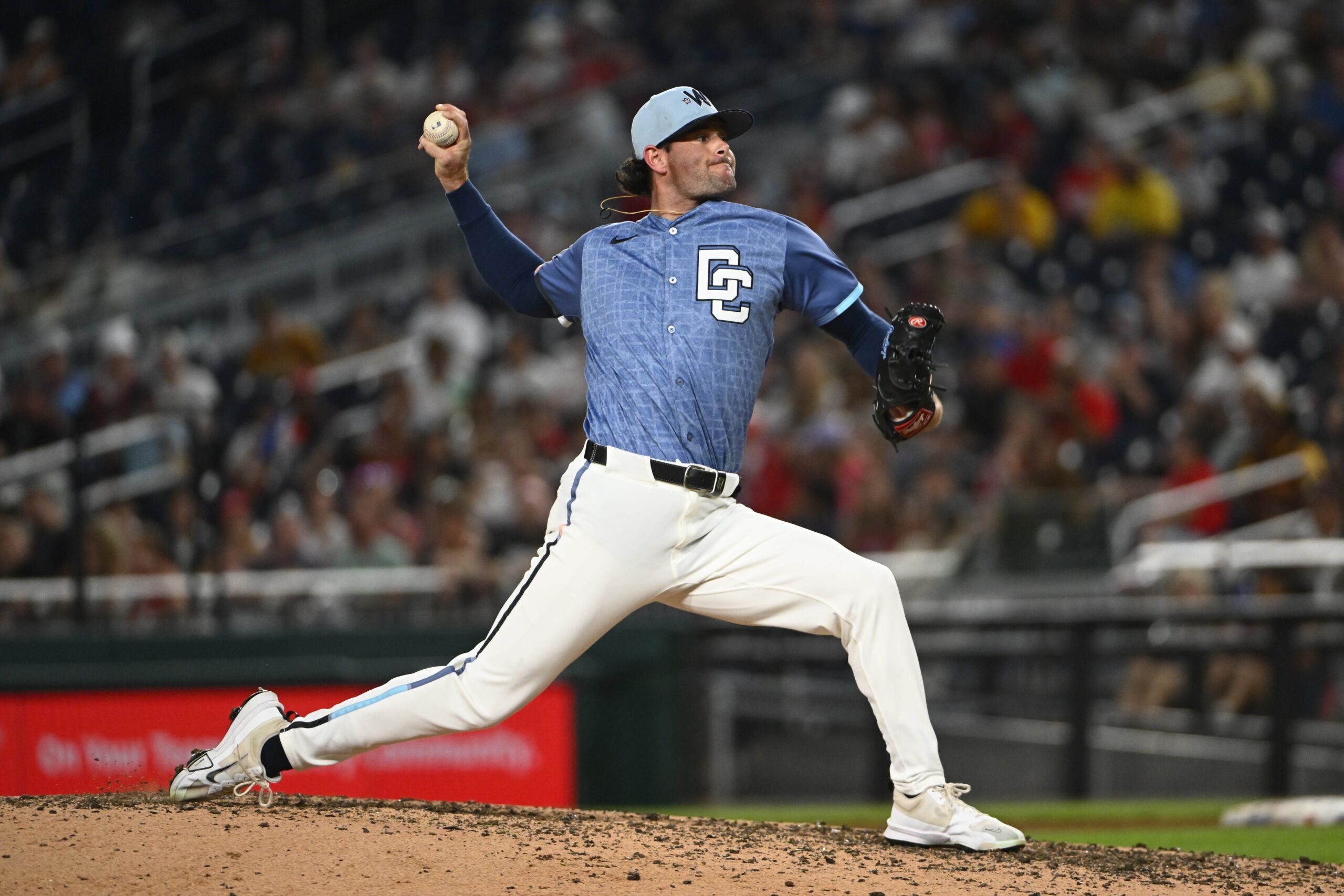 The San Diego Padres (53–45) soar into D.C. following a strong road win and are slight favorites (–117 ML, –1.5 RL), while the rebuilding Nationals (39–59) are modest underdogs (+103 ML) with the total set at 8 runs. San Diego vs Washington AI Prediction: Free MLB Betting Insights for Jul 20. Credit USA TODAY/IMAGN