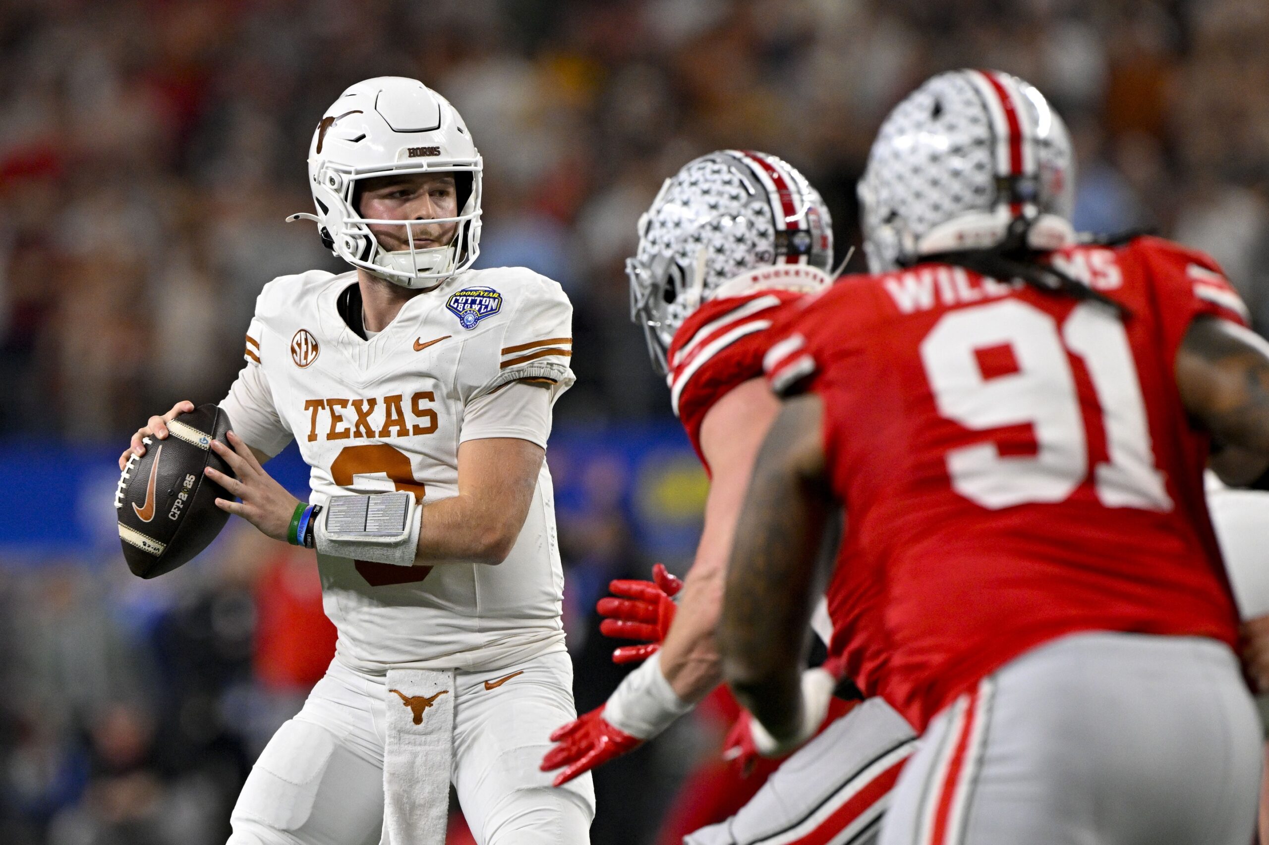  Oklahoma vs Texas AI Prediction: Free CFB Betting Insights for Oct 11. Credit USA TODAY/IMAGN